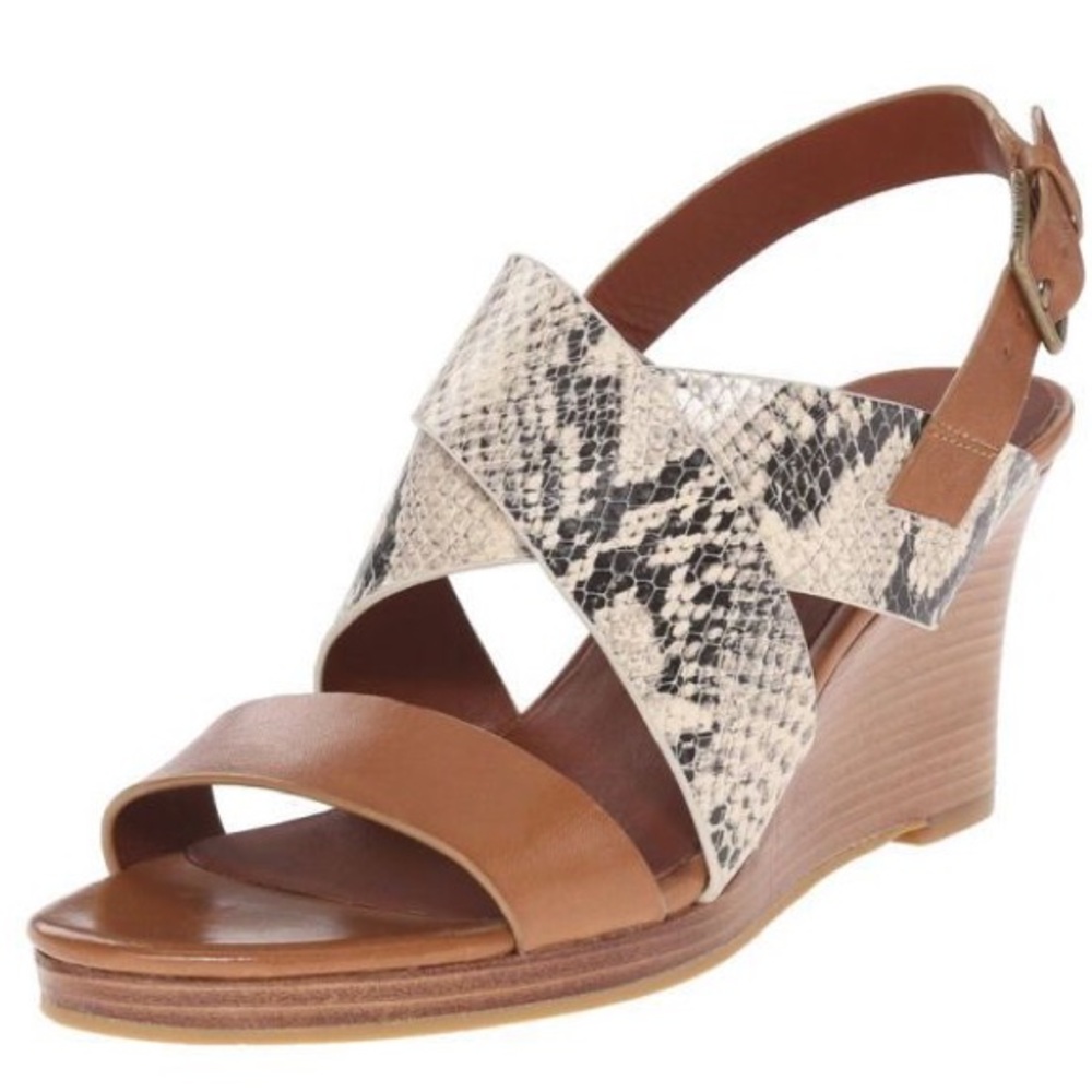 Cole Haan Tan and Black Sandals with Snake Print Sz 8
